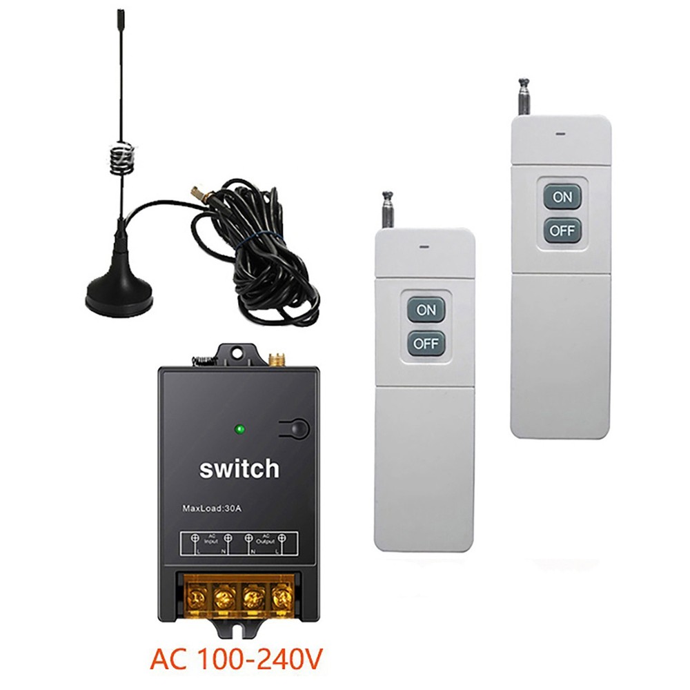 1.5KM Range 433MHZ 2CH RF Wireless Remote Control Switch AC100V-240V W/ Antenna