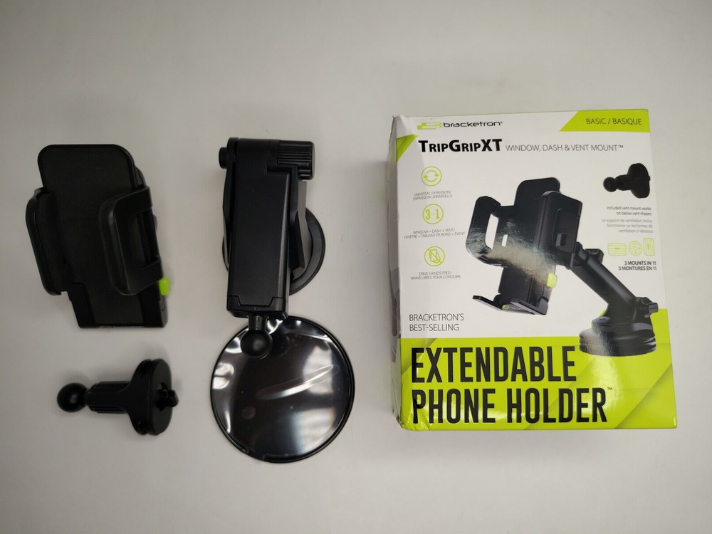 Bracketron - TripGrip Extendable Car Window/Dash/Vent Phone Mount - Black