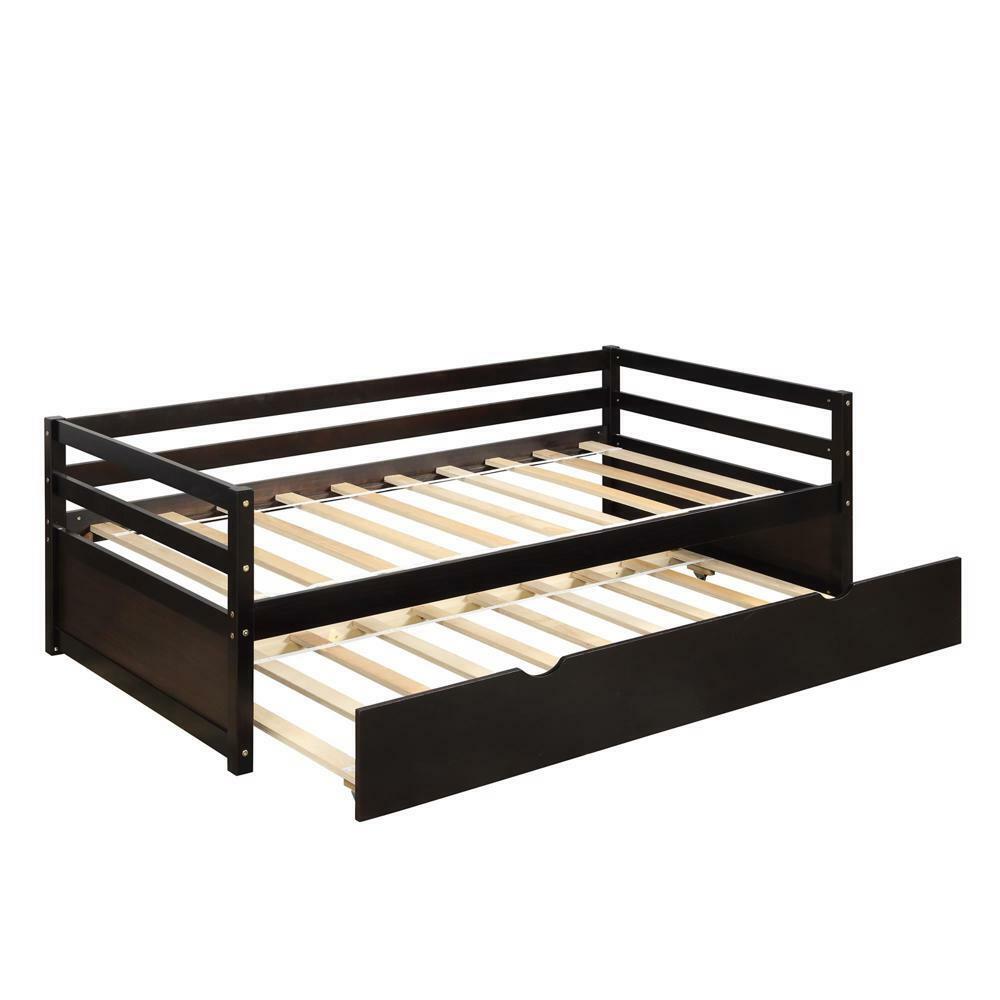 Easy Assembly Espresso Twin Size Elegant Trundle Frame Daybed - Espresso