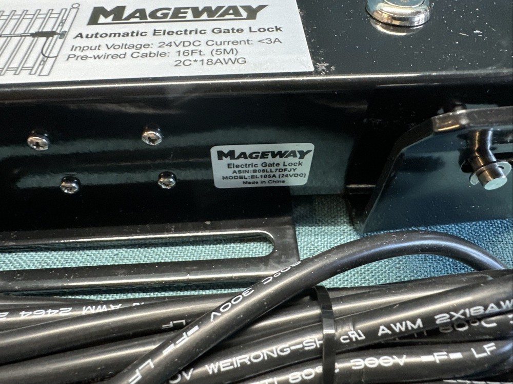 Mageway 24VDC Heavy Duty Automatic Electric Gate Lock for Swing Medium, Black