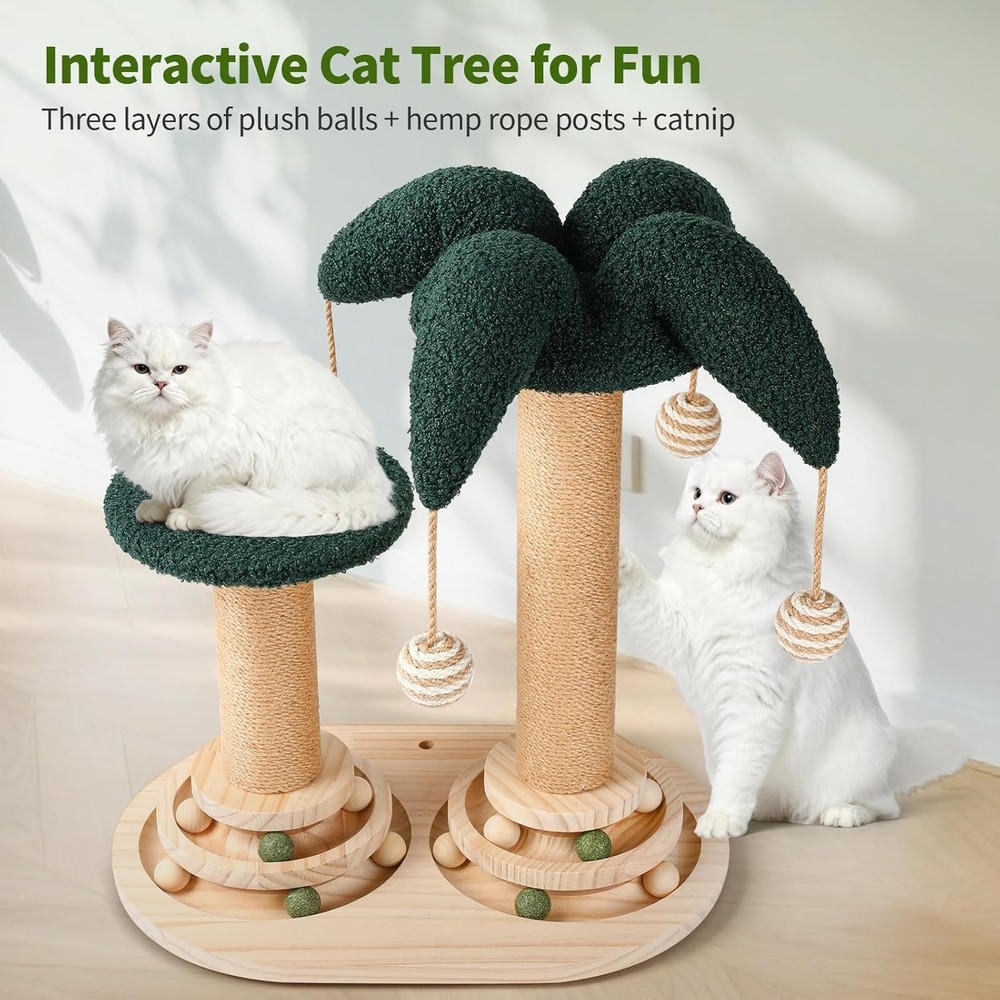 Fun Cat Tree Tower, 4-in-1 Interactive Cat Scratching Post with Sisal Scratcher
