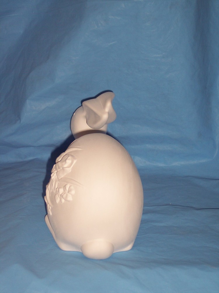 Ceramic Bisque~~ Ready to Paint~~~ Laying Down Bunny with Flowers