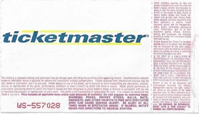 ALAN JACKSON CHRONICLE PAVILION OCT 7 2001 CONCERT TICKET