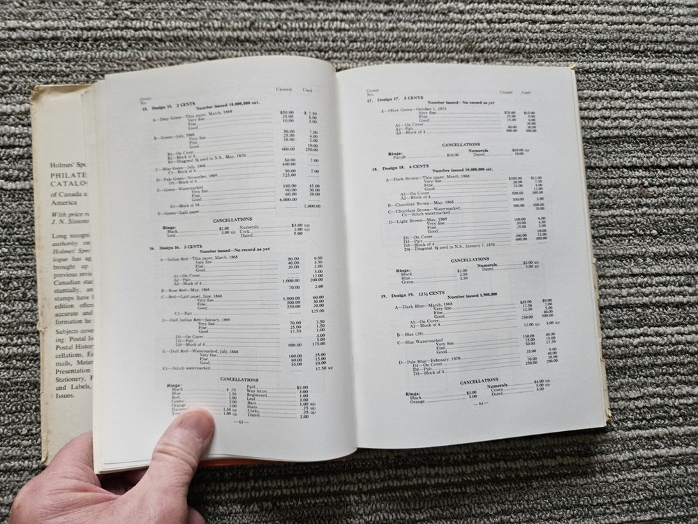 Holmes Specialized Philatelic Catalogue Of Canada & British North American (1963