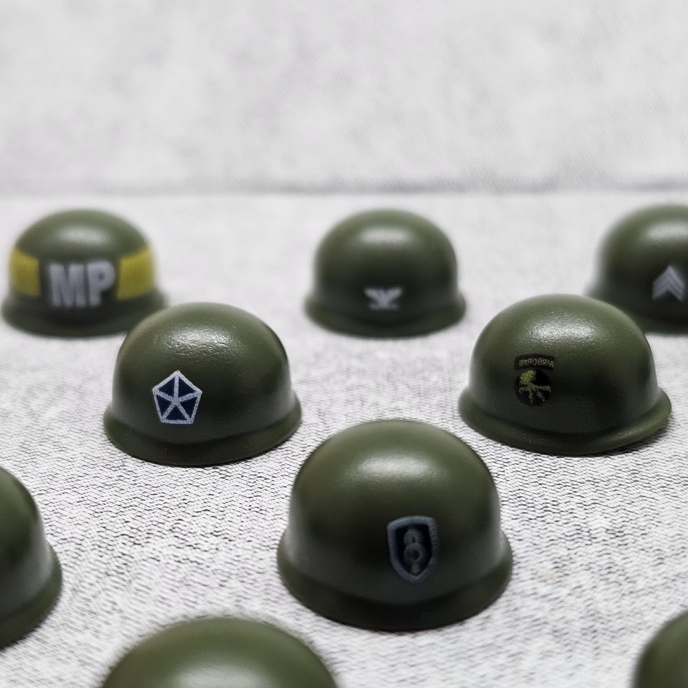 Multipack WW2 Platoon Helmets Blocks Accessory for Minifigures gc4A73