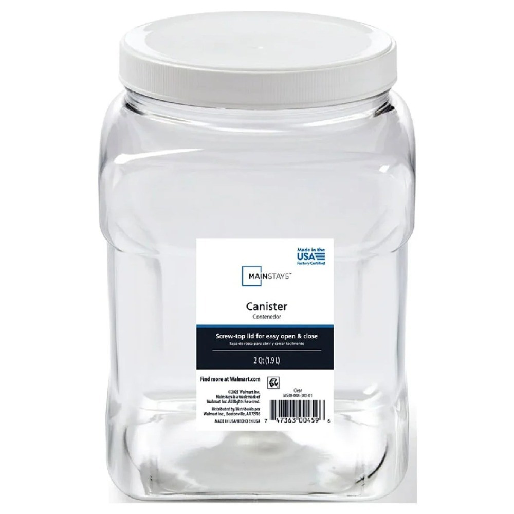 2 Pack 2 Quart Clear Plastic Canister Food Storage Container with White Twist