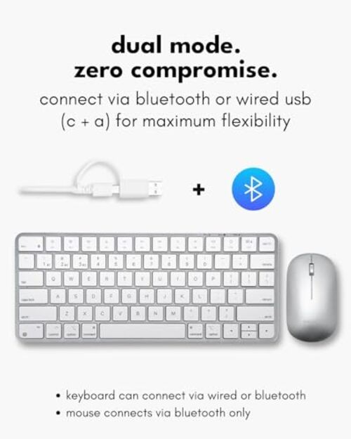 Apple Wireless Keyboard and Mouse for Mac - Dual Mode (Bluetooth + Silver