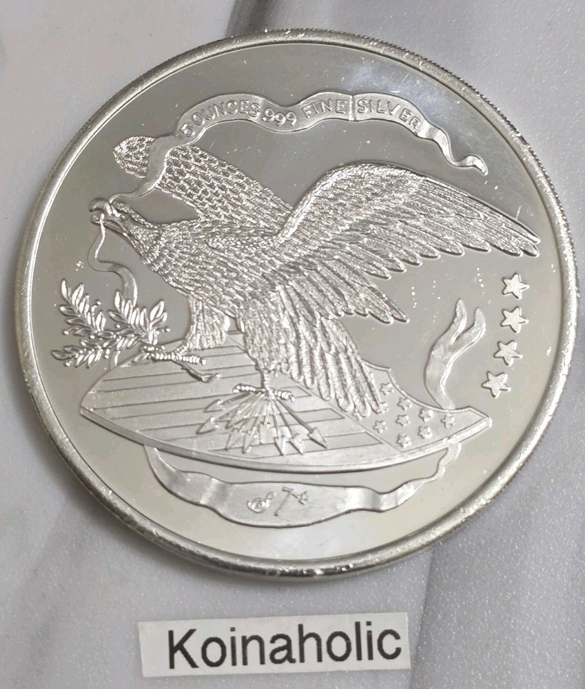 5 oz .999 Fine SILVER Round Silvertowne Eagle Design 🔥 Engravable