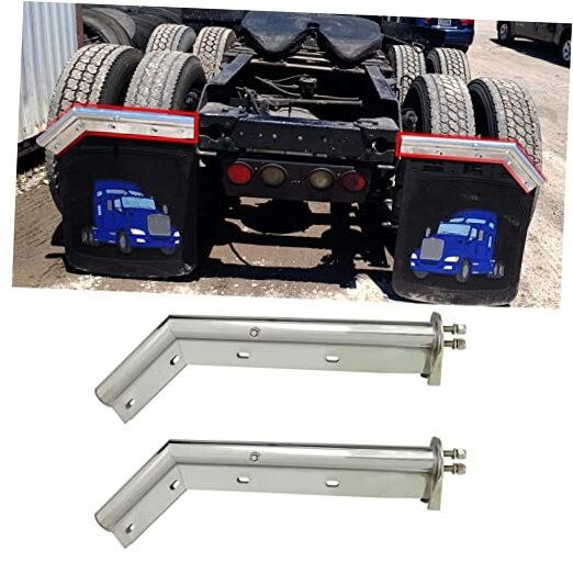 Angled Spring Loaded Mud Flap Hanger Bracket Set 1-1/8" Bolt Spacing Chrome