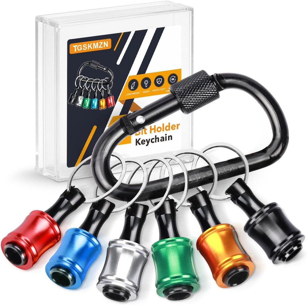 6PCS 1/4 Hex Shank Drill Bit Holders Keychain for Nut & Impact Driver Drill Bits