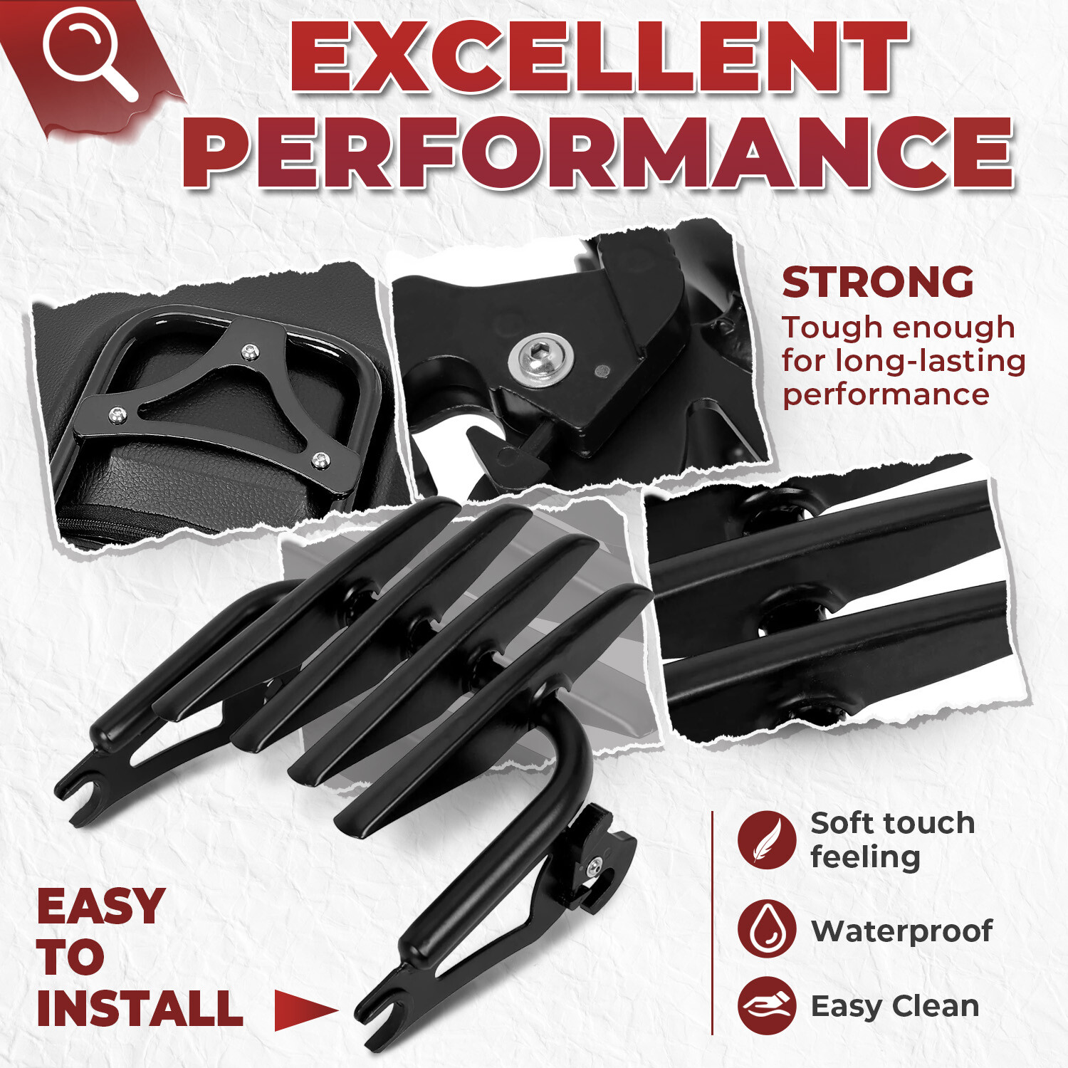 Backrest Sissy Bar Stealth Rack For Harley-Davidson Road Street Glide 2009-2024