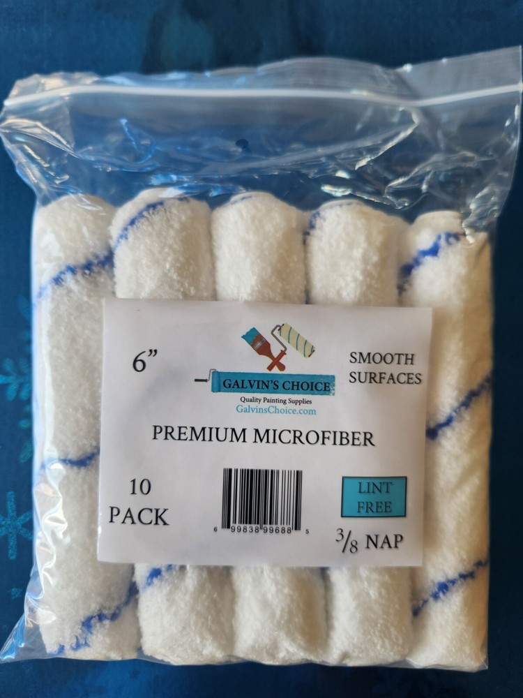 10 pack 6" microfiber mini paint rollers 3/8 Nap resealable bag