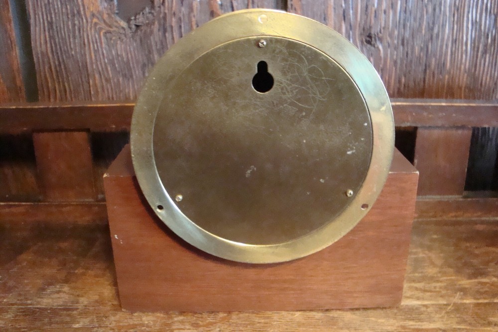 PORTFOLIO BRASS NAUTICAL CLOCK & WOOD STAND