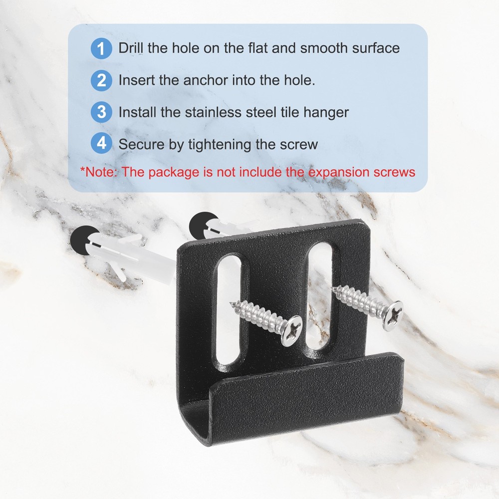 10 Pcs Adjustable Tile Hooks, Black, 15mm (9/16")