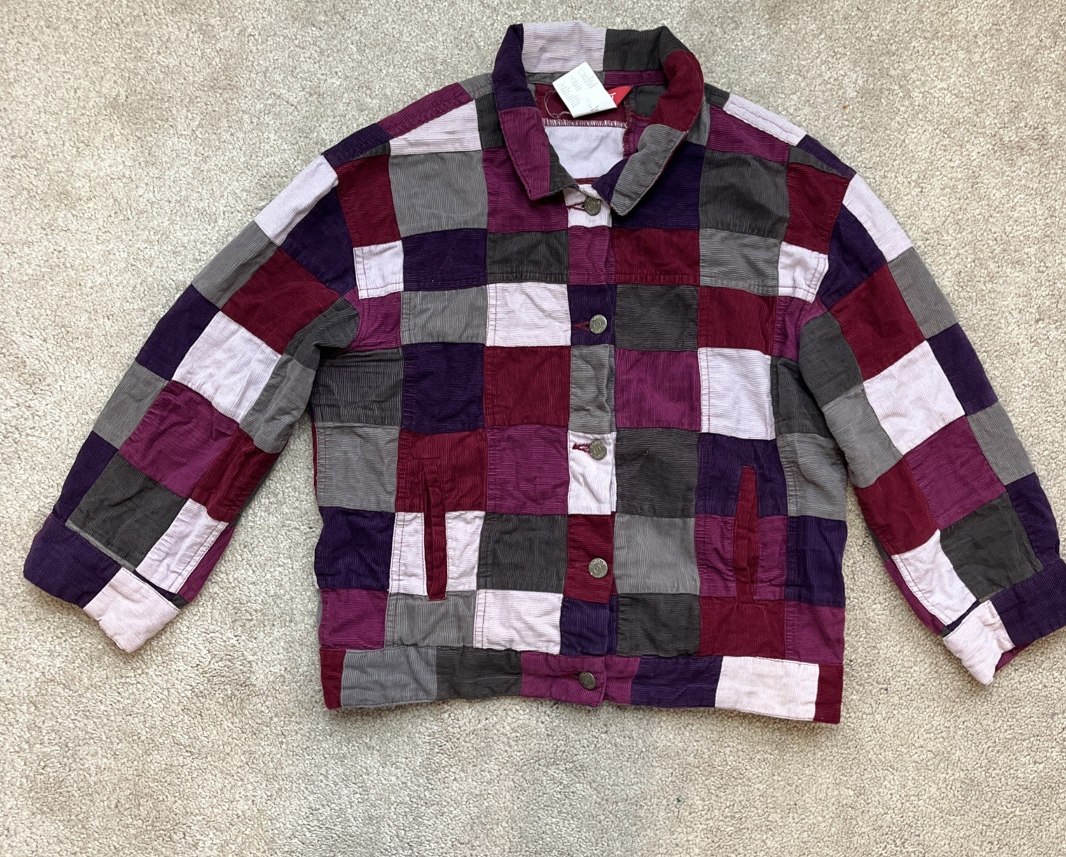 Vintage Esprit Set Patchwork Corduroy Jacket Skirt Girls 11/12 Purple Western 90