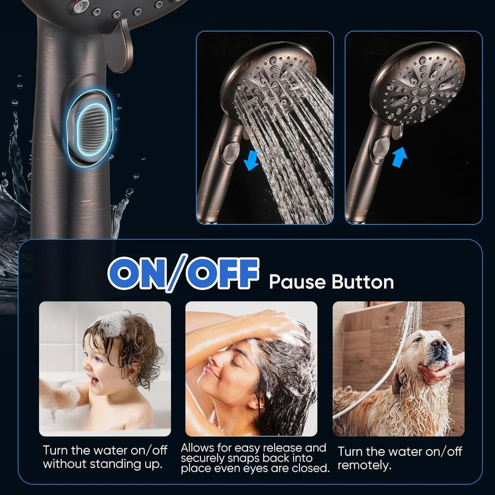 Detachable Handheld Showerhead with Brass Swivel Bracket