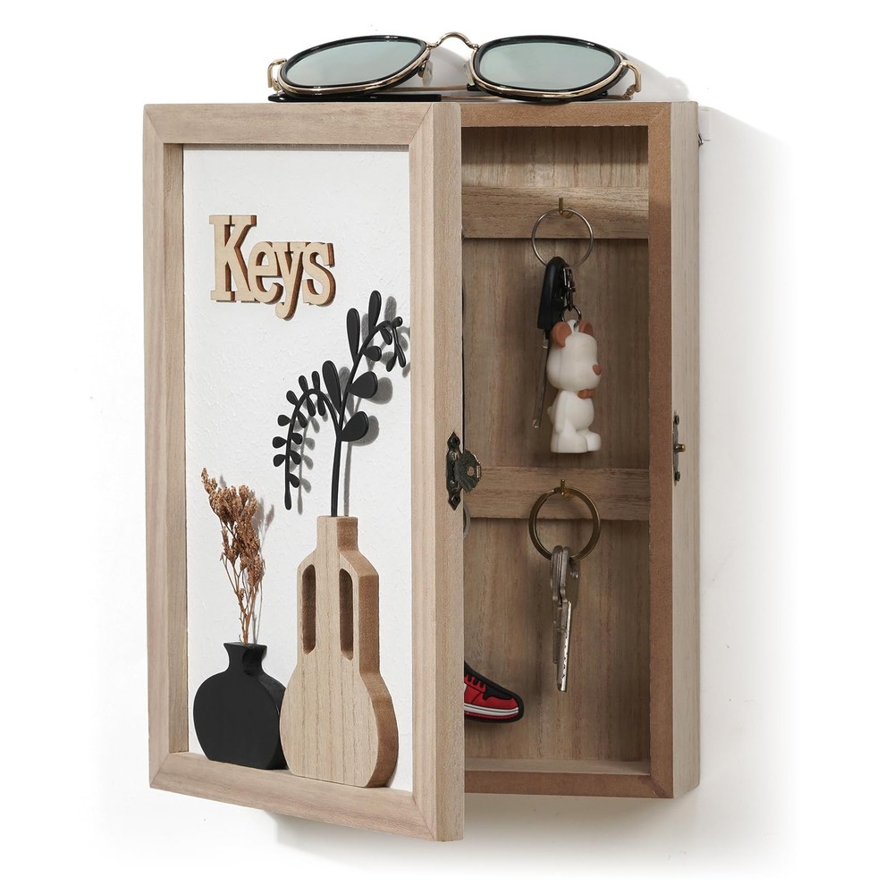 AHUONEL Key Holder Wall Mount Key Holder for Wall, Rustic Vase Key Hooks for ...