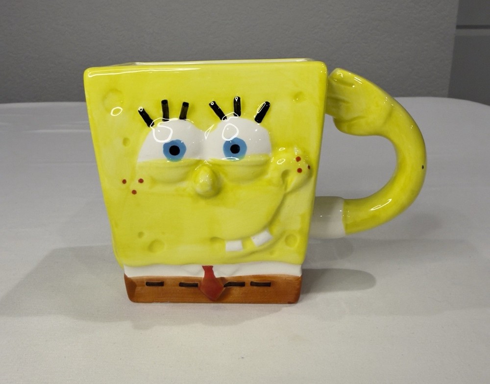 SpongeBob SquarePants 3D Character Mug Ceramic Yellow Face Coffee Cup