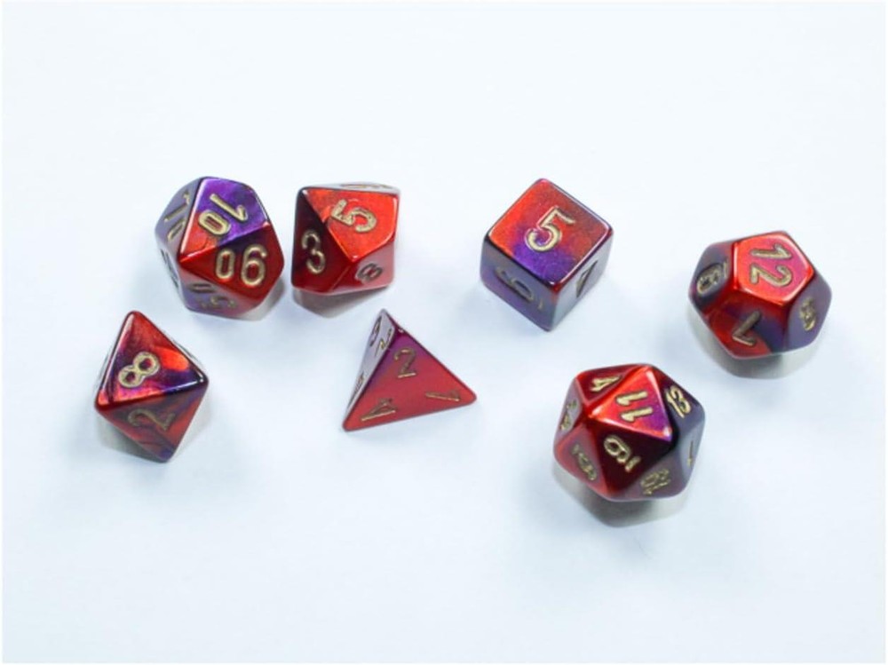 Gemini: Mini-Polyhedral Purple-Red/gold 7-Die Set | CHX 20626
