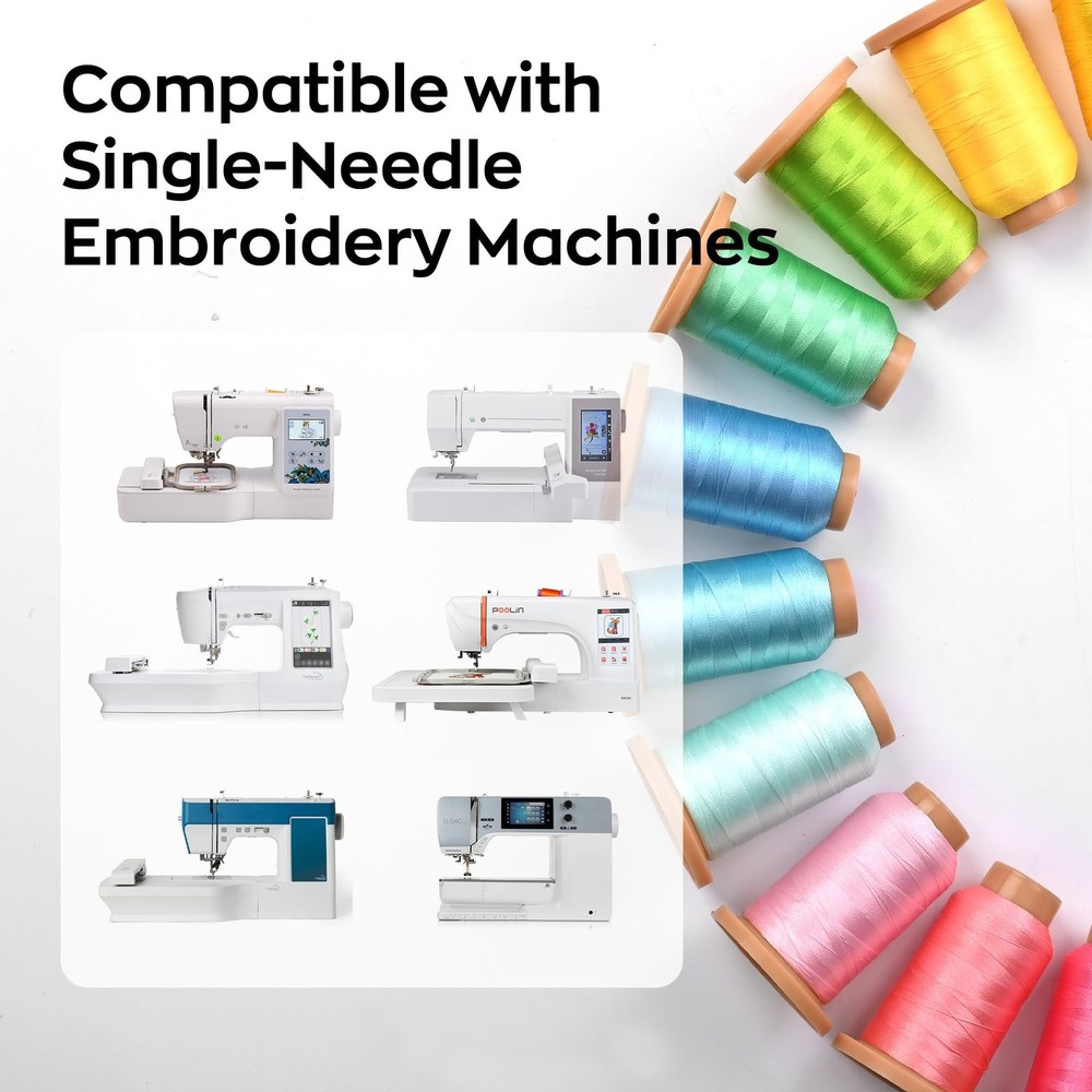 Embroidery Thread Set 800M 80 Colors Polyester for Sewing Machines Poolin Full