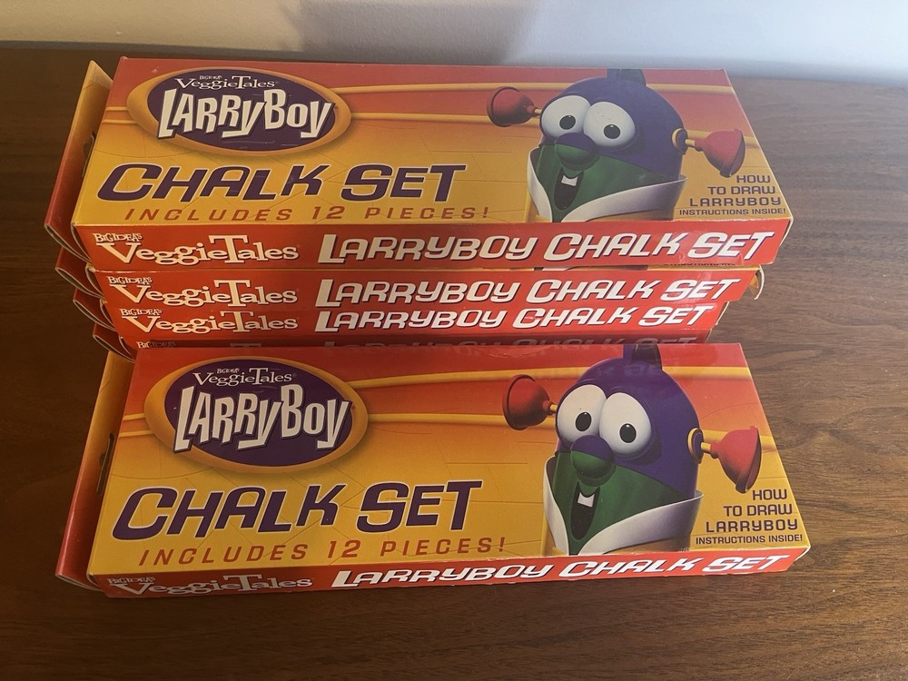 Vtg Veggie Tales Larry Boy Chalk Set 2006