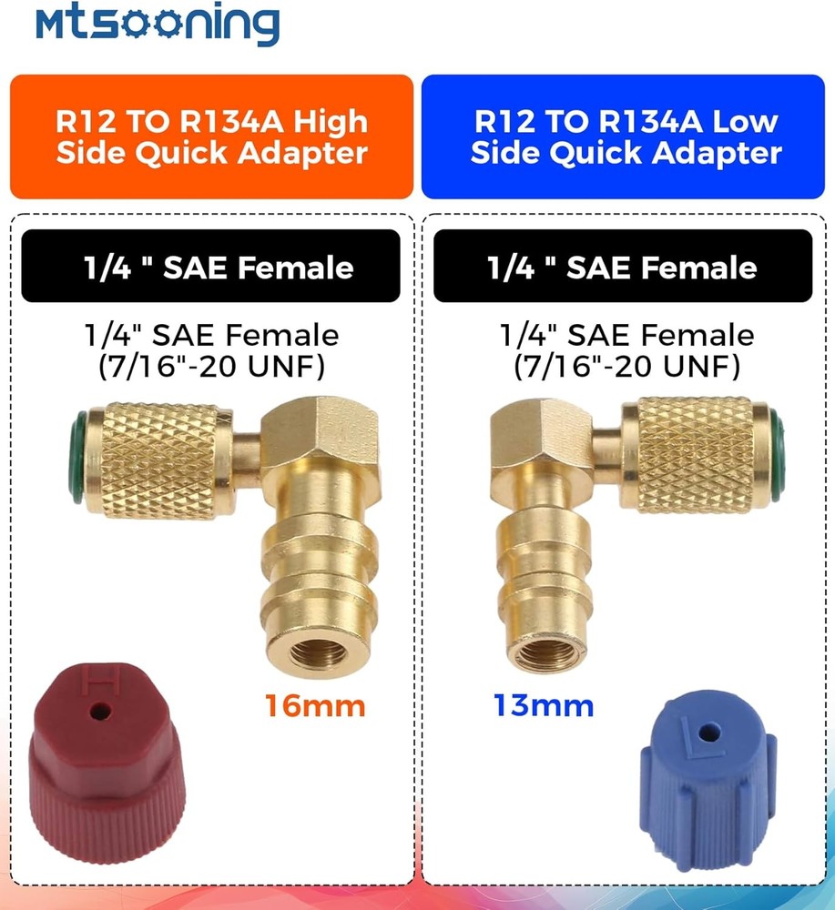 R12 R22 to R134a Conversion Kit, Include 4 PCS High/Low Fitting