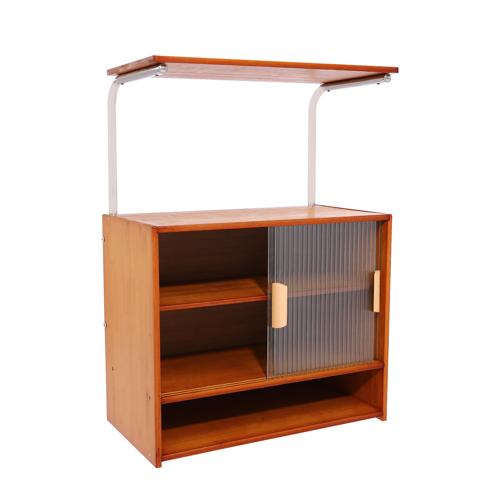 Microware Stand Kitchen Island Storage Cabinet with Open Shelves & Doors