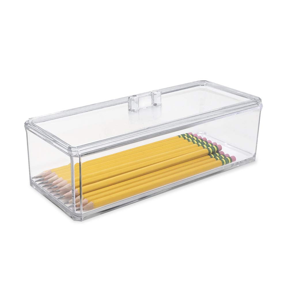 Clear Acrylic Rectangular Stackable Storage Organizer with Lid, Drawer Tray, ...