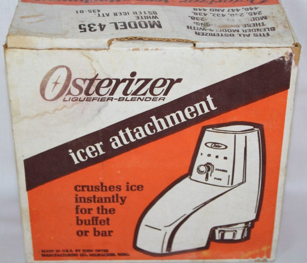 Vintage Oster Ostreizer Blender Icer Attachment Model 435 White EUC-#16