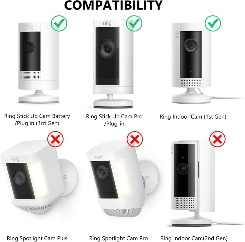 2Pack Ring Camera Wall Mount for Ring Stick up Cam & Ring Outdoor Cam Plus, 360