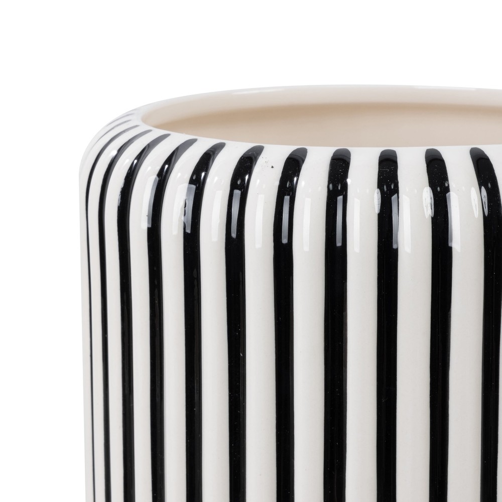 8" Black Stripe Ceramic Planter by Drew Barrymore