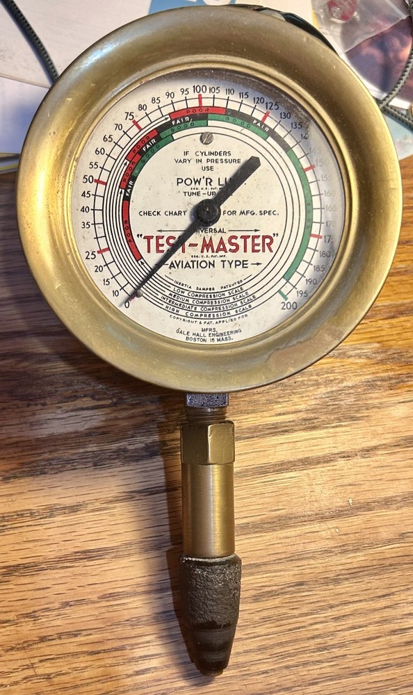 Vintage TEST-MASTER Aviation Type Compression Tester - Industrial Steampunk