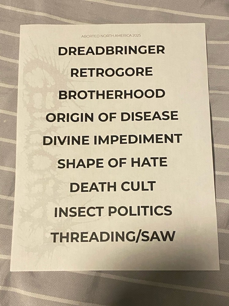 Aborted Setlist 2025 (Death Metal, Heavy Metal)
