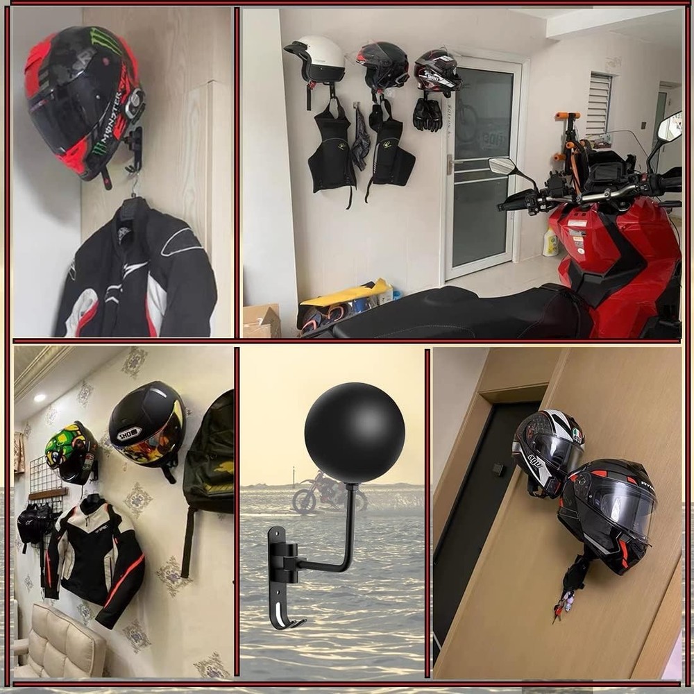 Rust-Resistant Wall Mount Helmet Holder - 6-Pack Convenient Storage Solution