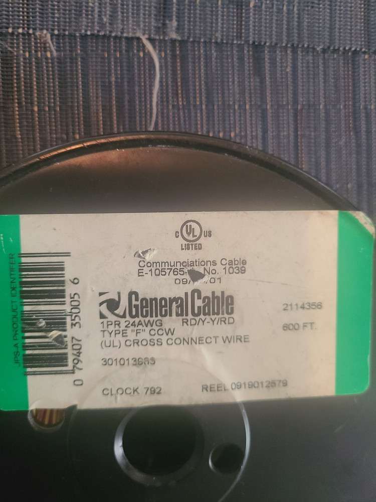 Cross Connect Wire Cable - 24 AWG 1 Pair ~ 700 ft