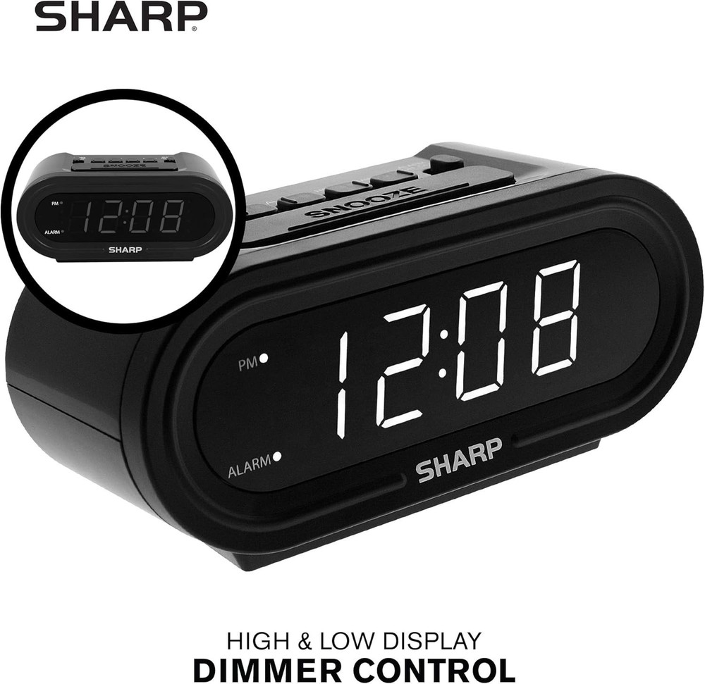 Digital Alarm W/ AccuSet Automatic Smart Clock Never Needs Setting Midnight