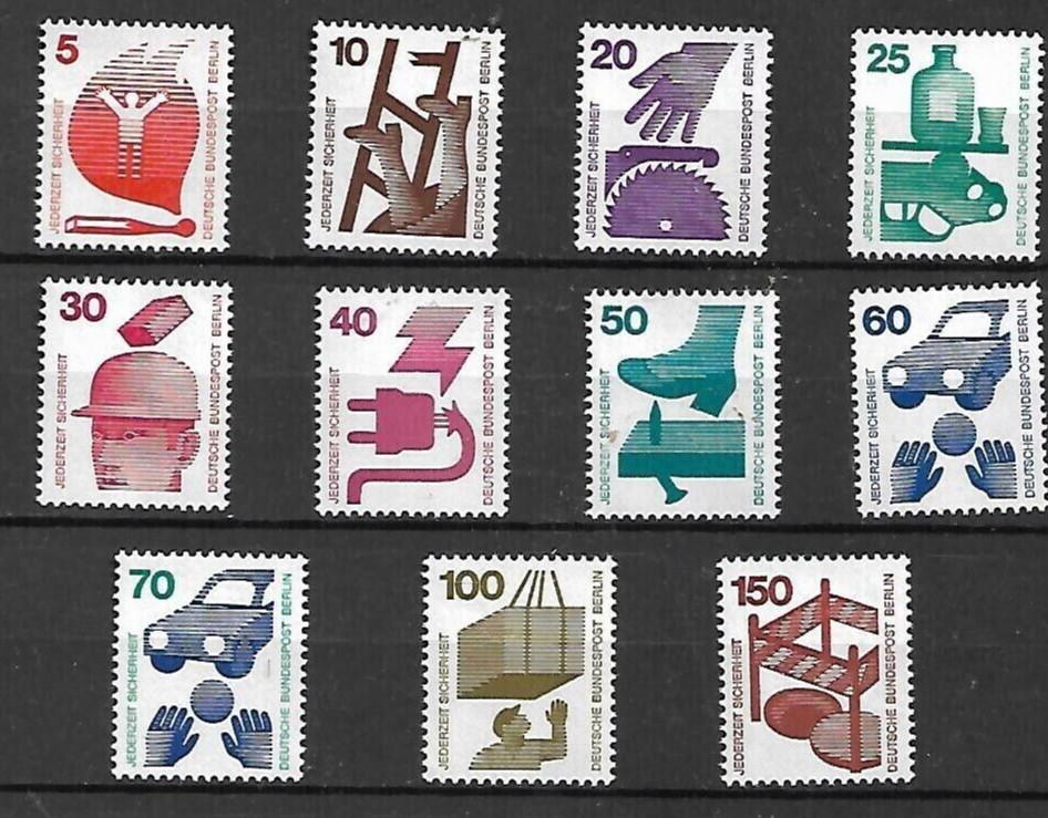 Berlin, 1971-73 Accident Prevention complete set, 11v, MNH