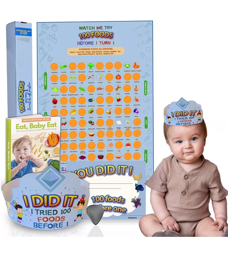 Cradle Plus 100 Foods Before 1 Scratch Off Poster - Blue