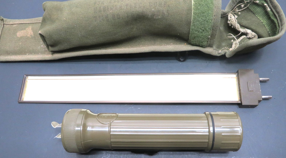 Vintage Unusual US Military Flashlight,Aircraft Attachment,Case