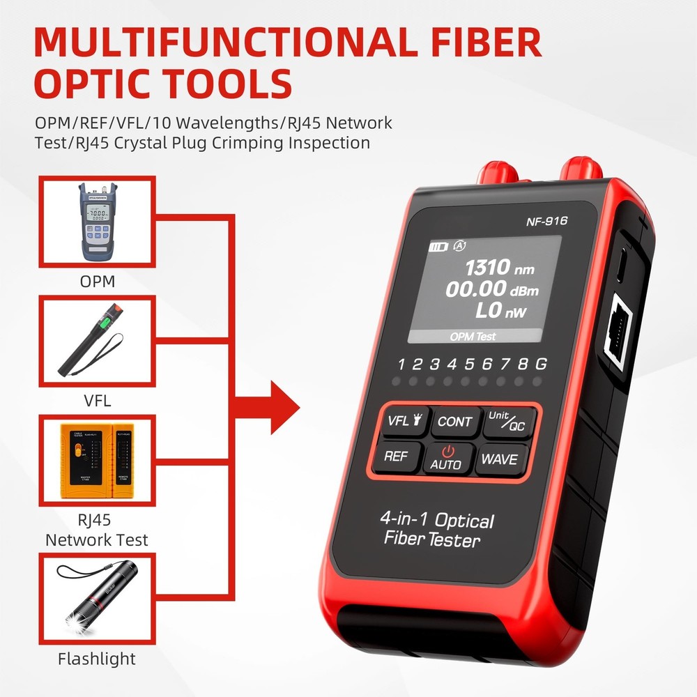 Fiber Optical Power Meter Wavelength Network Cable Tester LAN Wiring Diagnostics