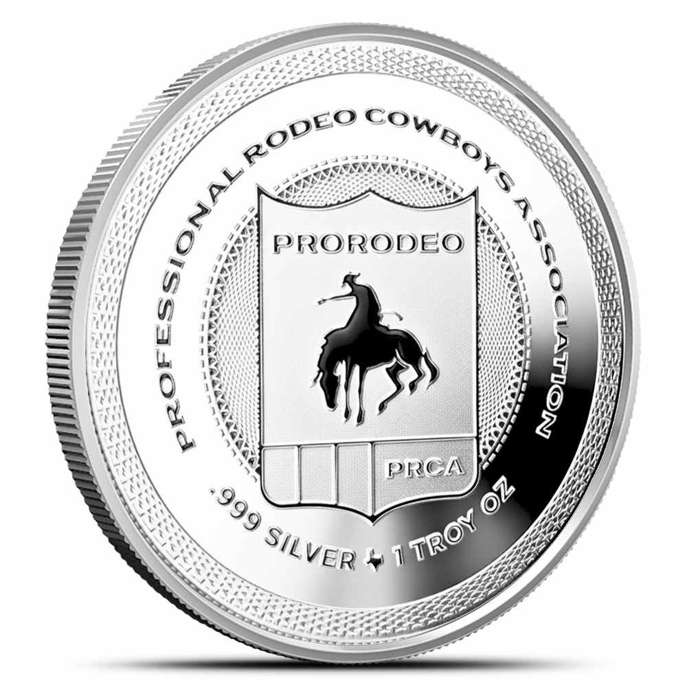 1 oz Reverse Proof Texas Mint PRCA Team Roping Silver Round (Capsule, Box)