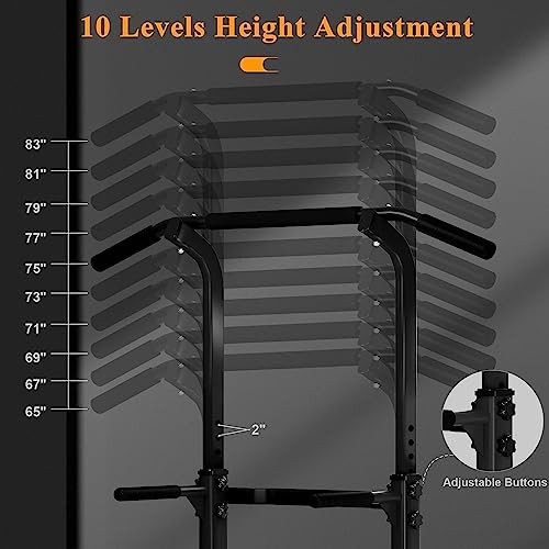 Power Tower Pull Up Dip Station Multi-Function Fitness Equipment for Black
