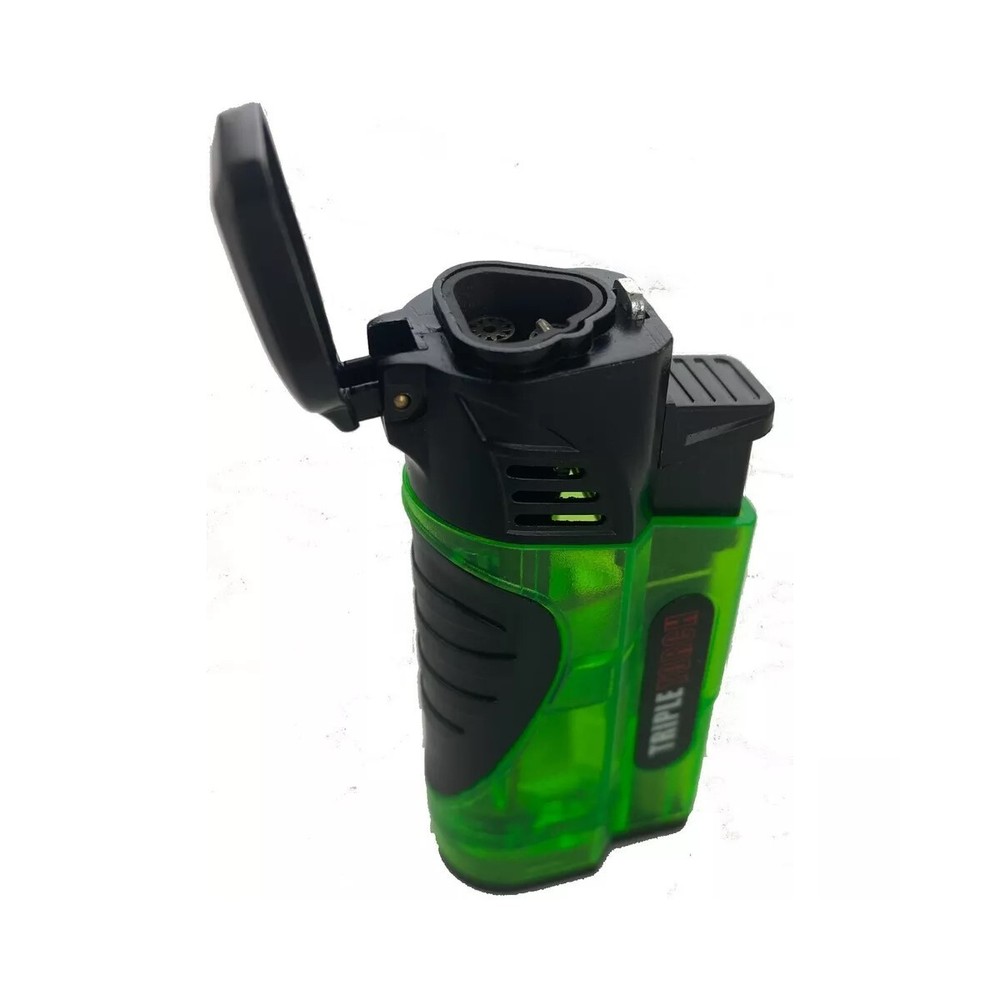 4 PACK Triple Clear Color Torch Lighter Adjustable Flame W/Cigar Puncher PR