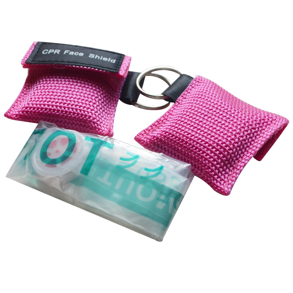 100 pcs CPR Printed Nylon Keychain Pouch first aid kit cpr CPR Face Shield