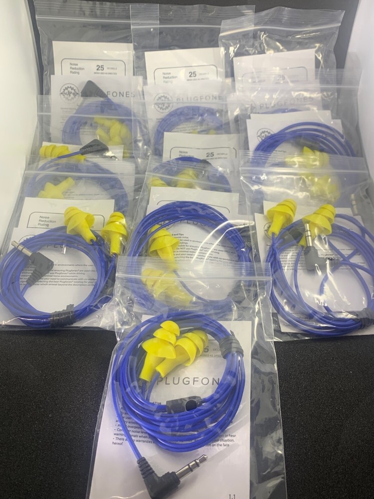 Plugfones Basic Earplugs with Earbuds  Hybrid  Noise Reducing Earphones 10 PACK