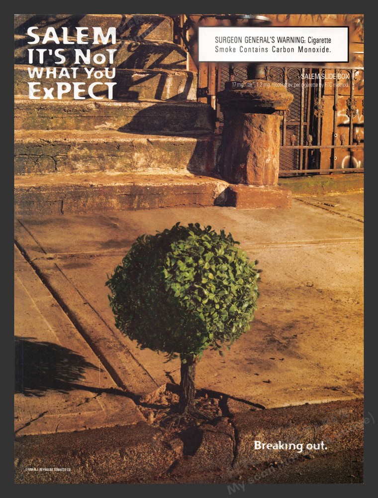 Salem Cigarettes "Breaking Out" 1990s Print Advertisement Ad 1999