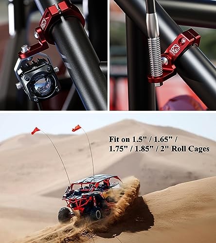 2PCS Whip Light Mount, Solid Aluminum Alloy UTV Flag Mounts, Off-Road LED