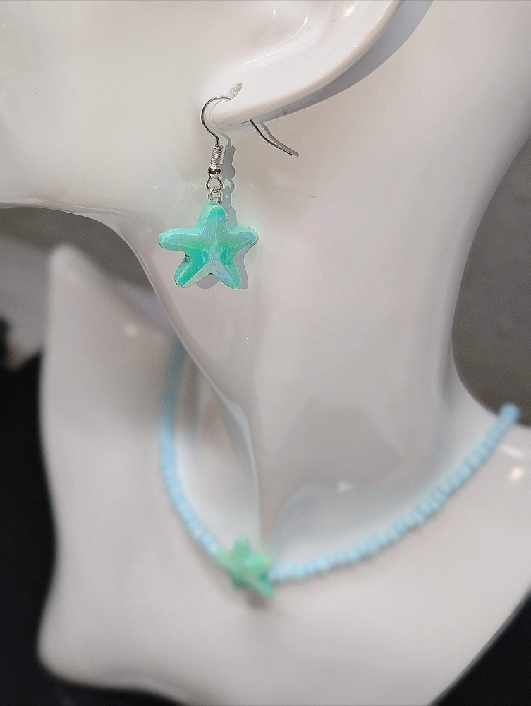 Green Starfish Earrings