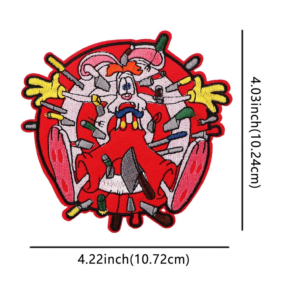 Deluxe Roger Rabbit with Knives on Target 4" Embroidered Patch