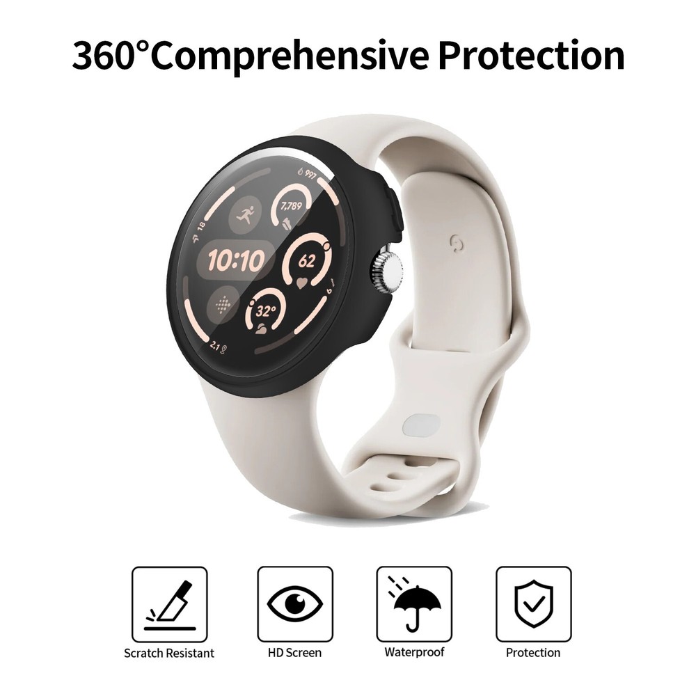 Supershieldz Designed for Google Pixel Watch 3 45mm Screen Protector Case Black